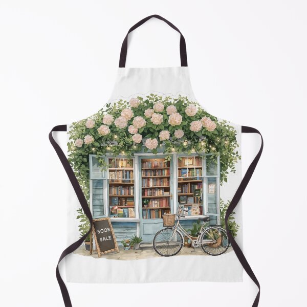Item preview, Cozy Bookstore with Flower Arch and Bicycle designed and sold by CozyinTime.