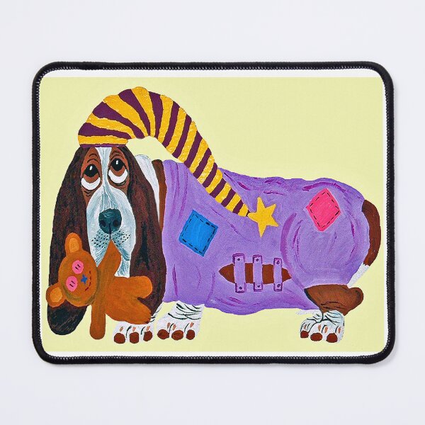 Item preview, Basset Hound in PJs with teddy bear designed and sold by Squirreldumplings.