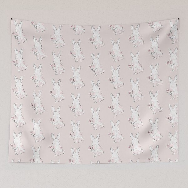 Item preview, Cute Pink Geometric Bunny Holding Flower designed and sold by PixelQ.