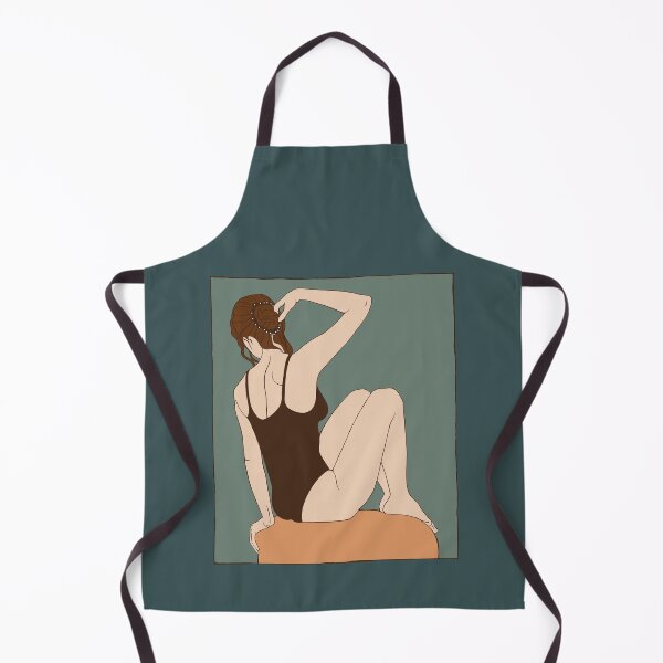 Item preview, Graphic silhouette of a girl in a dark swimsuit sitting on a rock against a deep emerald background. Filled with strength, grace, and contemplation. designed and sold by Grin Katalina Floral Patterns & Cozy Art.