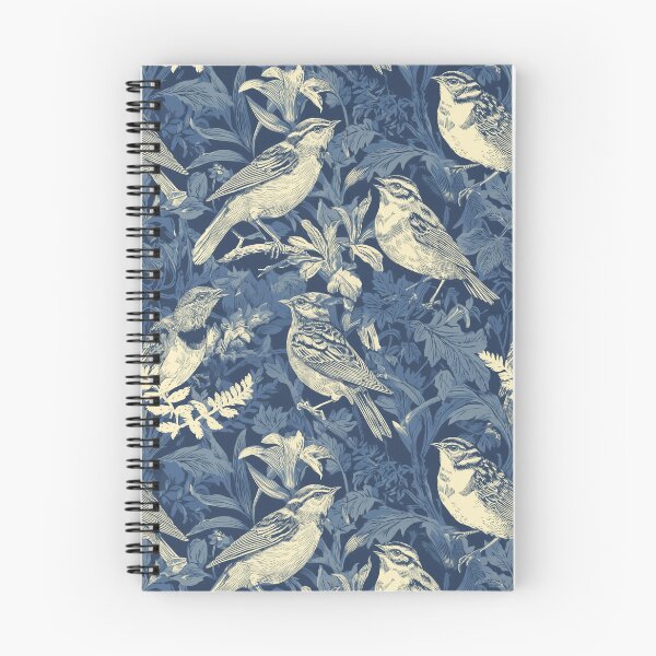 Item preview, Wild Ferns & Wood Warblers | Navy Blue Woodland Bird Print designed and sold by BestVarieties.