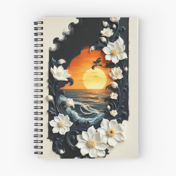 Item preview, Floral Ocean Sunset Relief – Elegant Decorative Artwork designed and sold by ScreenPin.