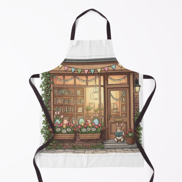 Item preview, Easter Bookstore with Reading Bunny and Spring Tulips designed and sold by CozyinTime.