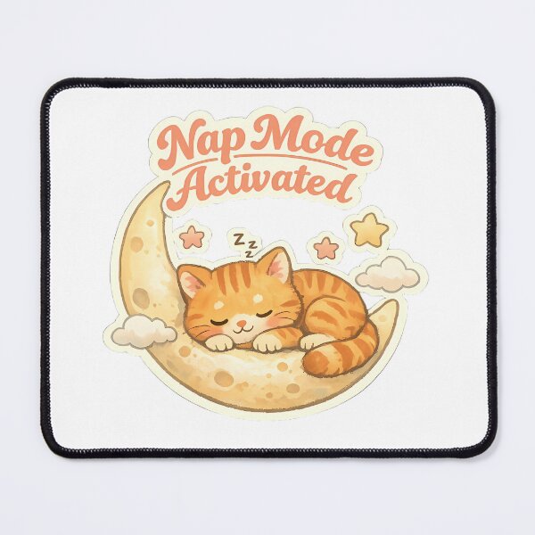 Item preview, Cute Orange Cat Sleeping on Moon Sticker – Nap Mode Activated Vintage Pastel Cat Design designed and sold by ArtistryPulse90.
