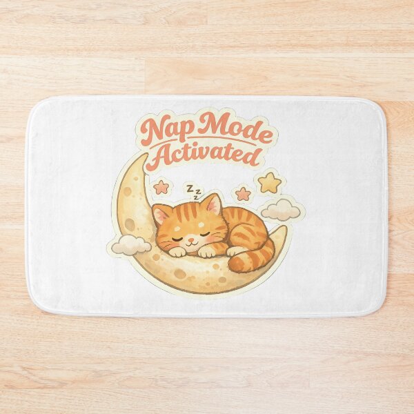Item preview, Cute Orange Cat Sleeping on Moon Sticker – Nap Mode Activated Vintage Pastel Cat Design designed and sold by ArtistryPulse90.