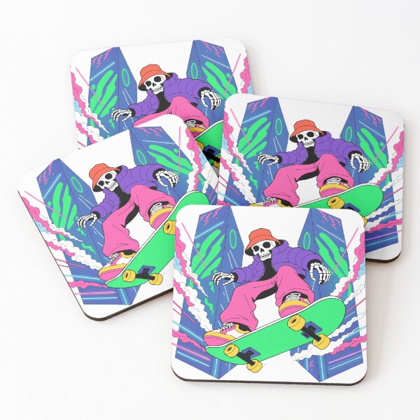 Item preview, Neon Skeleton Skateboard Sticker designed and sold by inkfusionhub99.
