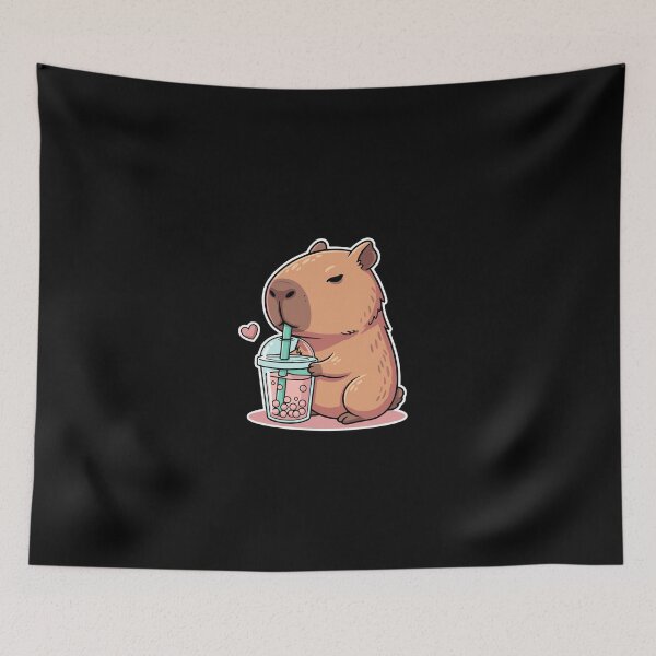 Item preview, Kawaii Capybara Drinking Pink Bubble Tea designed and sold by PopStars1993.