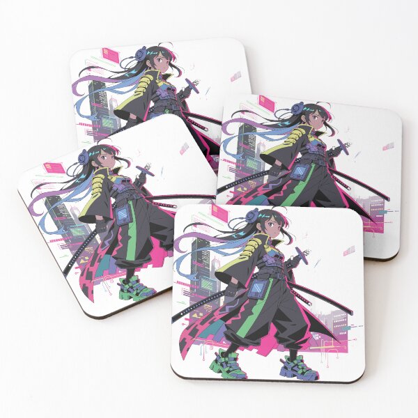 Item preview, Cyber Samurai Girl Neon Sticker designed and sold by inkfusionhub99.
