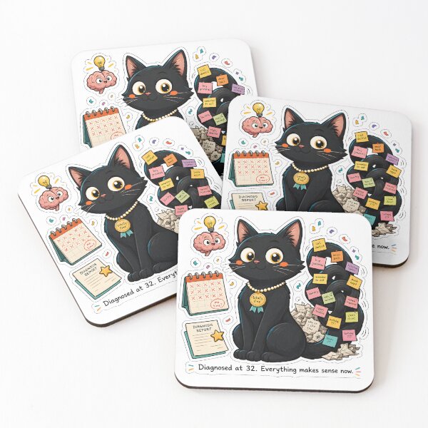 Item preview, Late Diagnosis ADHD Cat Sticker – Funny Neurodivergent Women Gift Adult ADHD Awareness designed and sold by Martin's_Design.