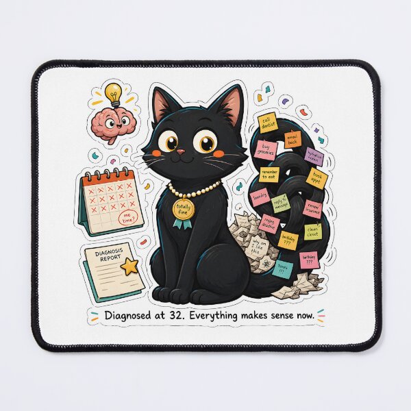 Item preview, Late Diagnosis ADHD Cat Sticker – Funny Neurodivergent Women Gift Adult ADHD Awareness designed and sold by Martin's_Design.