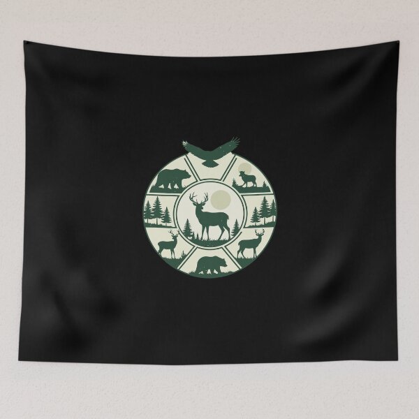 Item preview, Forest Retro Nature Wildlife Outdoor Deer Bear Eagle designed and sold by PopStars1993.