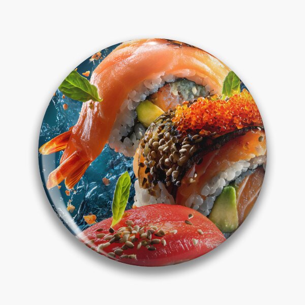 Item preview, Colorful Assortment of Sushi Rolls with Splash designed and sold by Artessie.
