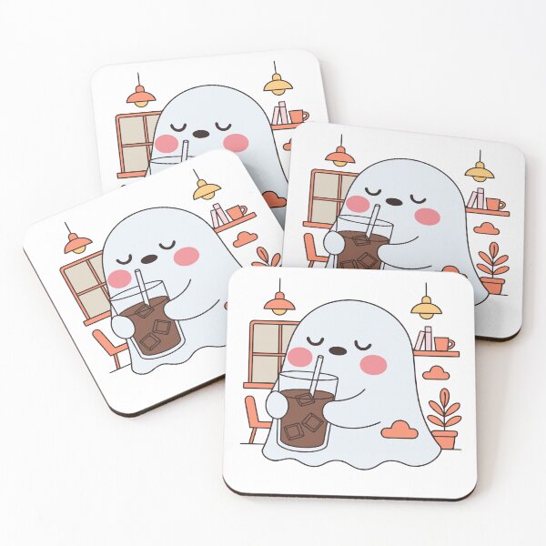 Item preview, Cute Ghost Coffee Aesthetic Sticker designed and sold by inkfusionhub99.