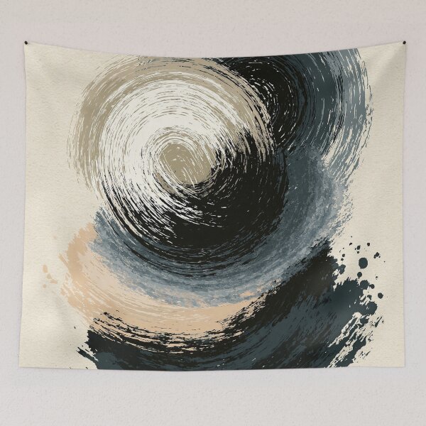 Item preview, Swirling Minimal Ink Vortex - Japandi Neutral Tones designed and sold by SlowRegardArt.