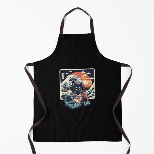 Item preview, Retro Gamer Cat with Ramen Great Wave designed and sold by PopStars1993.