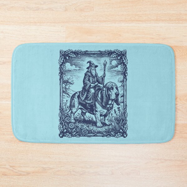 Item preview, Fantasy Wizard Riding Basset Hound Dog Illustration designed and sold by d247.