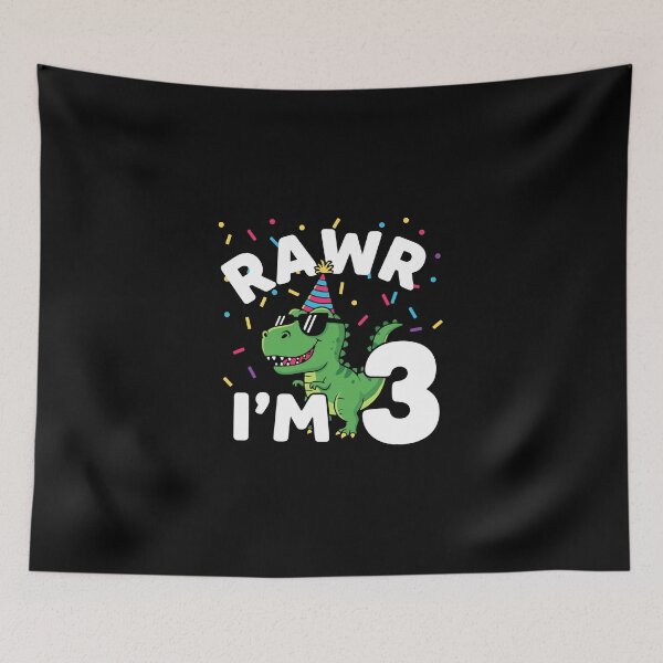 Item preview, Three Rawr I'm 3 Years Old T Rex Dinosaur 3rd Birthday Boys Party designed and sold by PopStars1993.