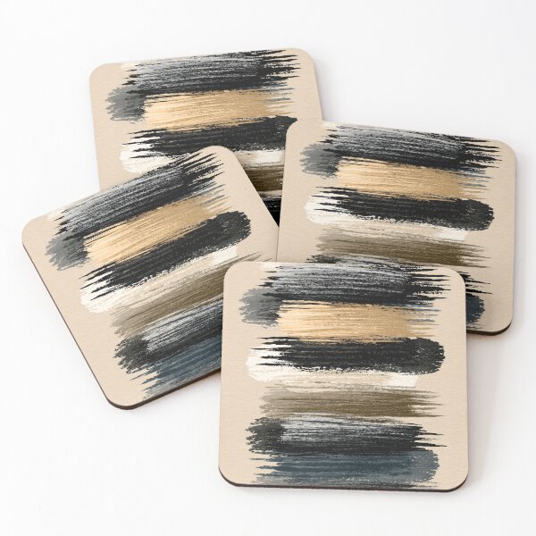 Item preview, Layered Horizontal Ink Strokes in Neutral Beige & Black designed and sold by SlowRegardArt.