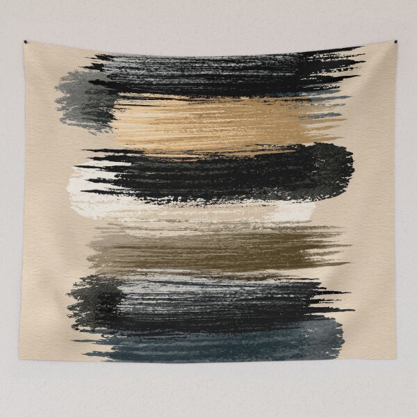 Item preview, Layered Horizontal Ink Strokes in Neutral Beige & Black designed and sold by SlowRegardArt.