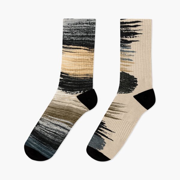 Item preview, Layered Horizontal Ink Strokes in Neutral Beige & Black designed and sold by SlowRegardArt.