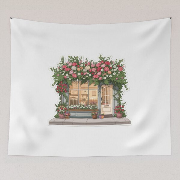 Item preview, Flower Shop Storefront with Romantic Rose Arch designed and sold by CozyinTime.