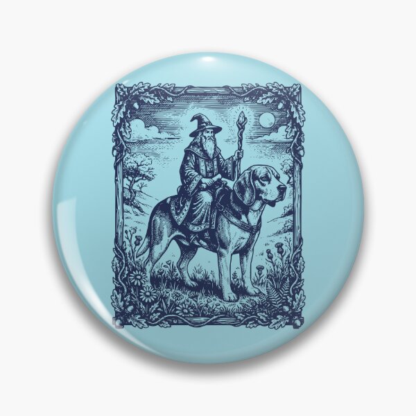 Item preview, Mystical Wizard Riding Hound Fantasy Illustration designed and sold by d247.