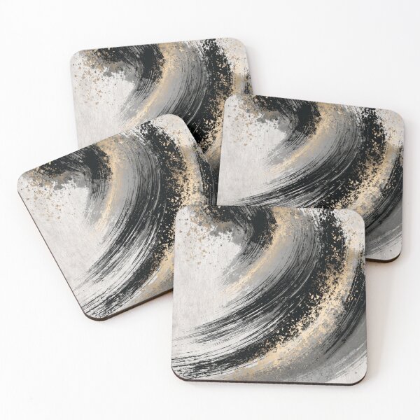 Item preview, Golden Swirl Ink Strokes - Black & Gold Abstract Art designed and sold by SlowRegardArt.