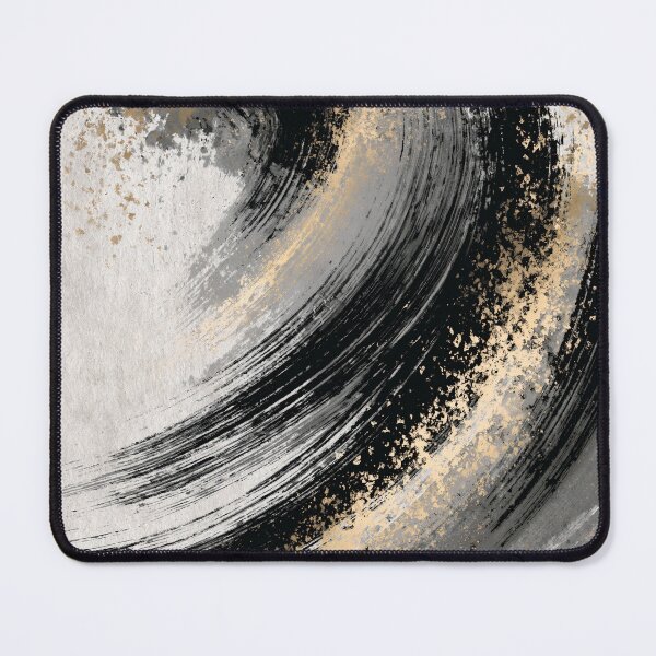 Item preview, Golden Swirl Ink Strokes - Black & Gold Abstract Art designed and sold by SlowRegardArt.