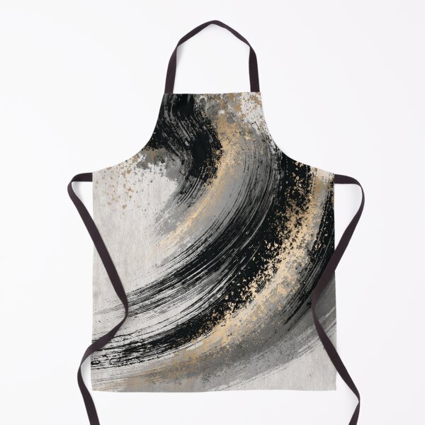 Item preview, Golden Swirl Ink Strokes - Black & Gold Abstract Art designed and sold by SlowRegardArt.