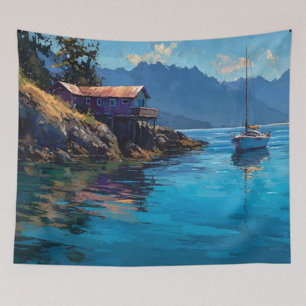 Item preview, Quadra Island BC Coastal Cottage Boat Canada Calm Waters designed and sold by daila70.