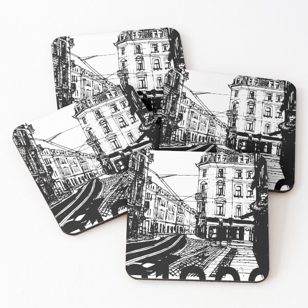 Item preview, Slanted Corner Black and White 01099 – Dresden Neustadt Urban Sketch designed and sold by UMA Urban Sketch.