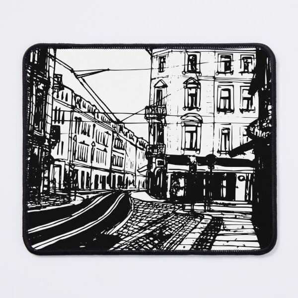 Item preview, Slanted Corner Black and White 01099 – Dresden Neustadt Urban Sketch designed and sold by UMA Urban Sketch.