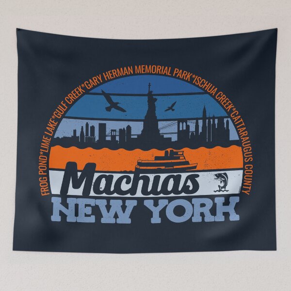 Item preview, Machias New York Sunset Retro Vintage Local Pride Logo designed and sold by CRHPOD20.