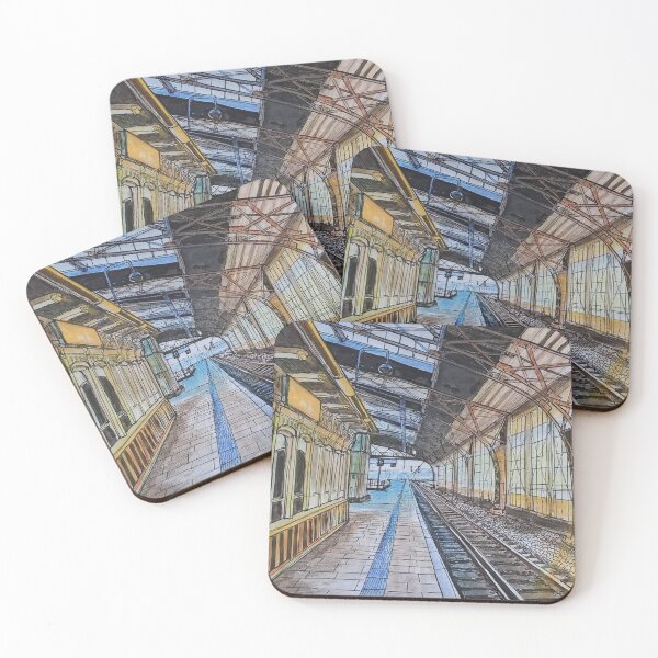 Item preview, Dresden Neustadt train station hall in the evening – Ink & Watercolor Urban Sketch designed and sold by UMA Urban Sketch.
