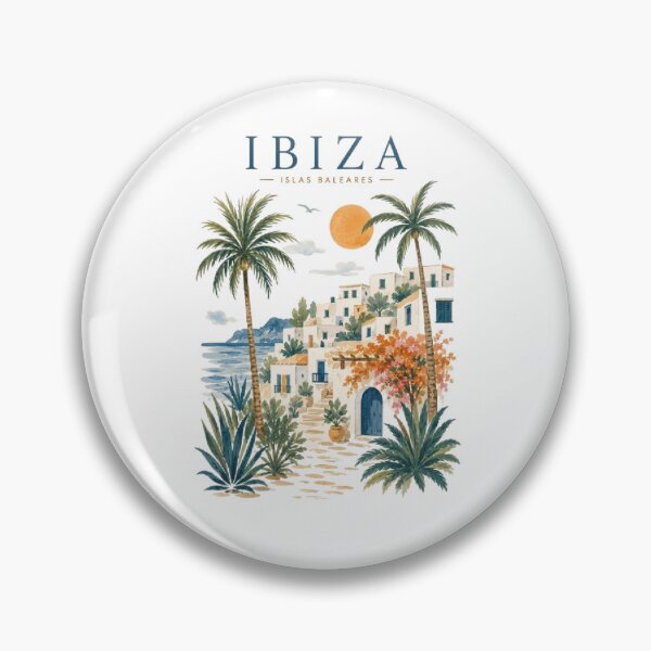 Item preview, Ibiza Vintage Travel Poster | Mediterranean Coastal Village Watercolor Art | Boho Summer Vacation Tee designed and sold by AveniaOficial.