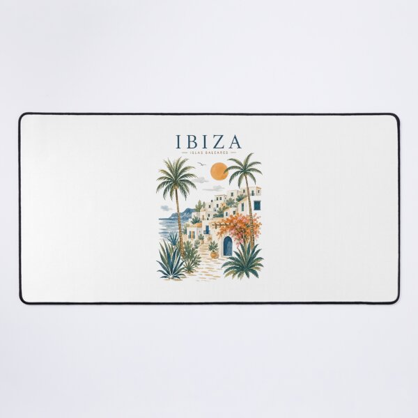 Item preview, Ibiza Vintage Travel Poster | Mediterranean Coastal Village Watercolor Art | Boho Summer Vacation Tee designed and sold by AveniaOficial.