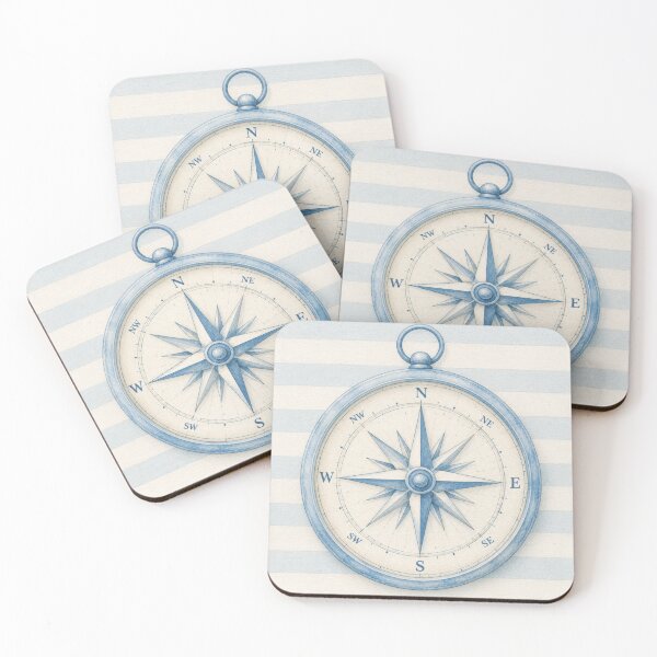 Item preview, Vintage Nautical Compass Watercolor, Coastal Beach House Aesthetic, Soft Blue Maritime Decor Illustration designed and sold by CosmicAnomaly.