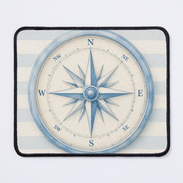 Item preview, Vintage Nautical Compass Watercolor, Coastal Beach House Aesthetic, Soft Blue Maritime Decor Illustration designed and sold by CosmicAnomaly.