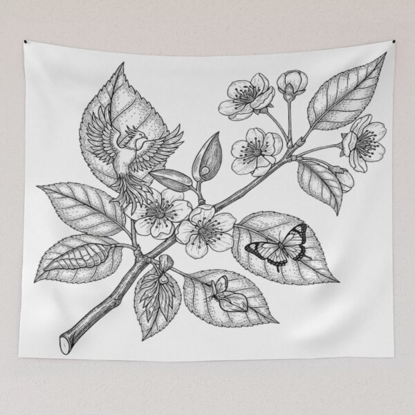 Item preview, Botanical Harmony – Bird and Blossom Design designed and sold by Cristhian Almanza.