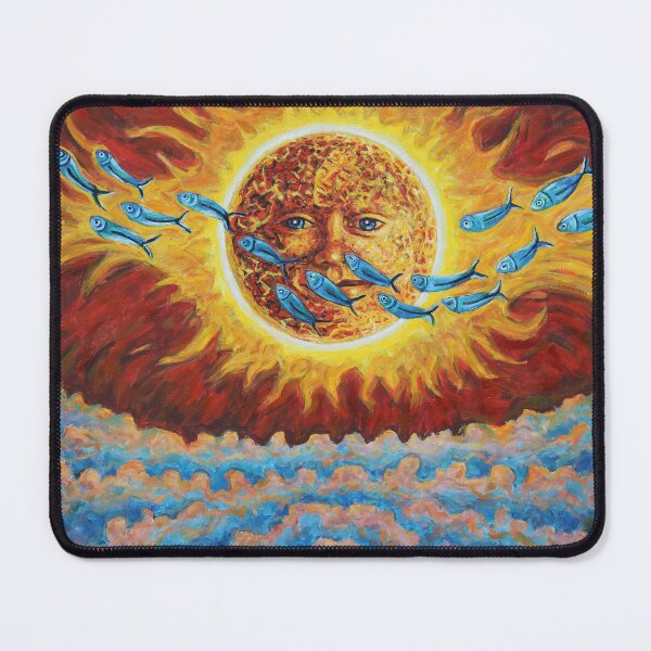 Item preview, Surreal Sun Face With Swimming Fish – Oil Painting 'Two Faces of the Sun' designed and sold by RShirleyFineArt.