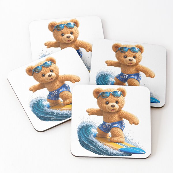 Item preview, Brave Teddy Bear Riding the Waves Surfing Board Shapes Mania designed and sold by Shapes-Mania.
