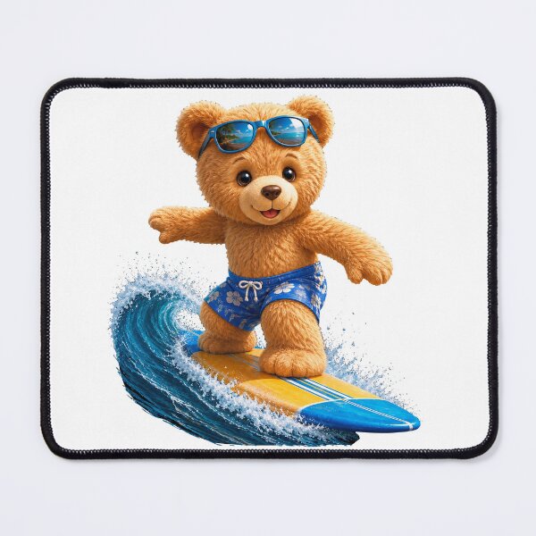 Item preview, Brave Teddy Bear Riding the Waves Surfing Board Shapes Mania designed and sold by Shapes-Mania.