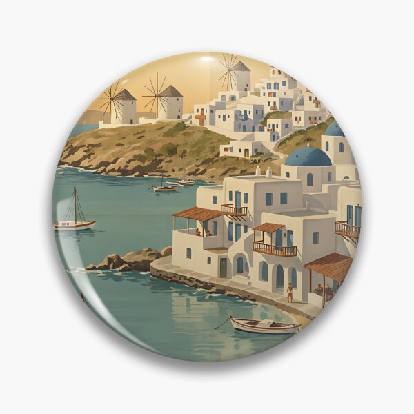Item preview, Mykonos Greece, Greek Island Vintage Travel Tourism designed and sold by TravelersGems.