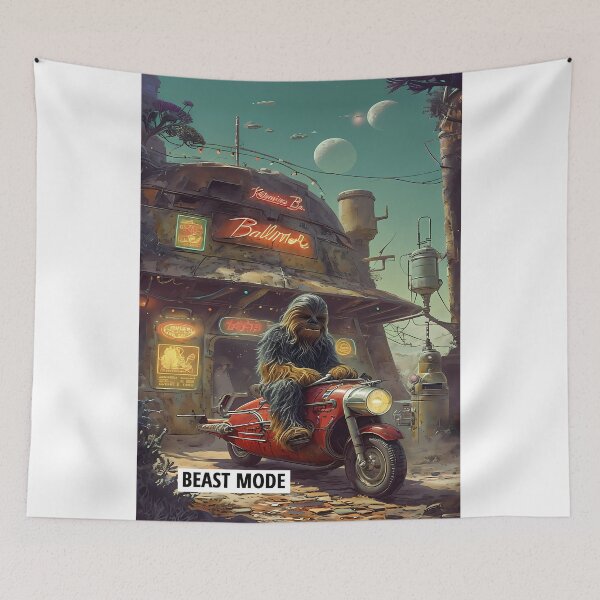 Item preview, BEAST MODE - Funny Wookiee Space Biker Art designed and sold by Modern Nest Art.
