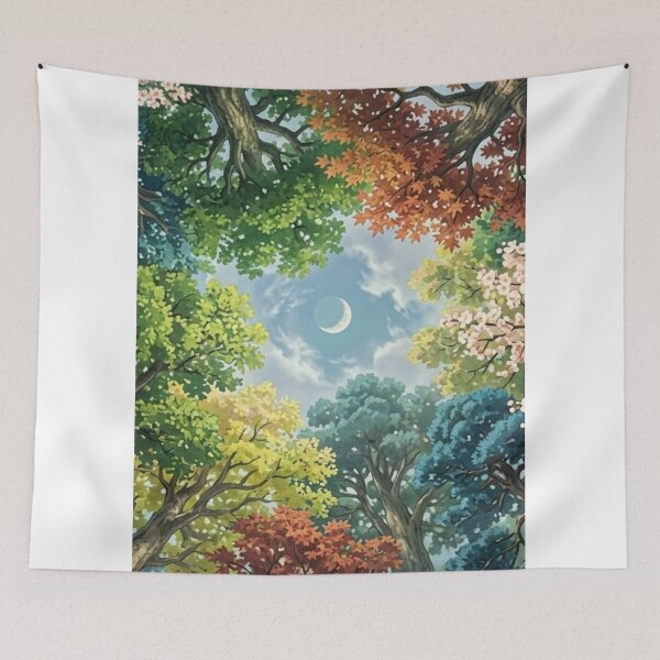Item preview, Four Seasons Canopy: A Ghibli-Style Celestial Forest View designed and sold by Dzblack.