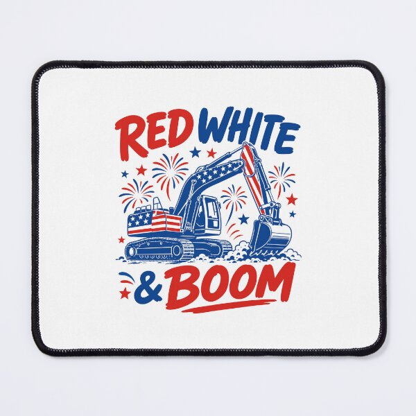 Item preview, Red White And Boom Excavator Patriotic Construction America 4th Of July designed and sold by gunaone-design.