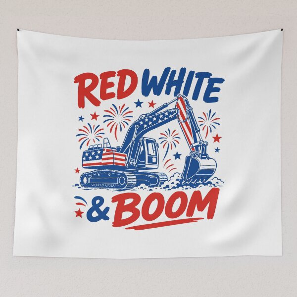 Item preview, Red White And Boom Excavator Patriotic Construction America 4th Of July designed and sold by gunaone-design.
