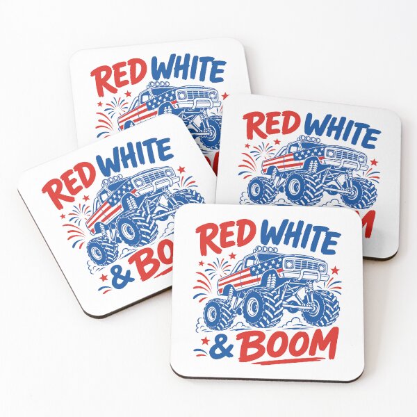 Item preview, Red White & Boom Truck Excavator Patriotic Construction America 4th Of July designed and sold by gunaone-design.