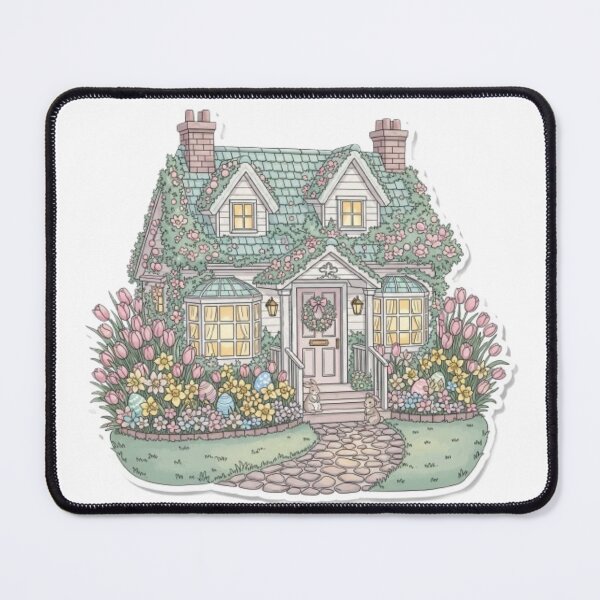 Item preview, Watercolor Easter House Cottage designed and sold by CozyinTime.