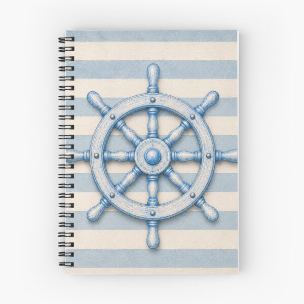 Item preview, Pastel Blue Ship Wheel Watercolor, Coastal Beach House Decor, Nautical Maritime Aesthetic, Minimal Seaside Illustration designed and sold by CosmicAnomaly.